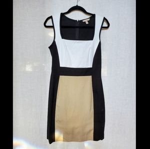 Banana Republic Sloan Color Block Sheath Dress in Black/Beige size 8
